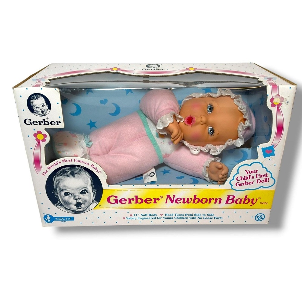 Vintage 1997 Gerber Newborn Baby Doll 11" Toy Biz New in Original Box #24050